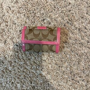 Coach Brown and Pink Tri-Fold Wallet